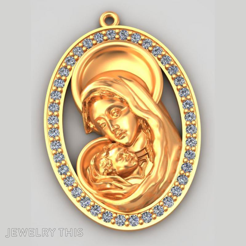 virgin mary and jesus pendant