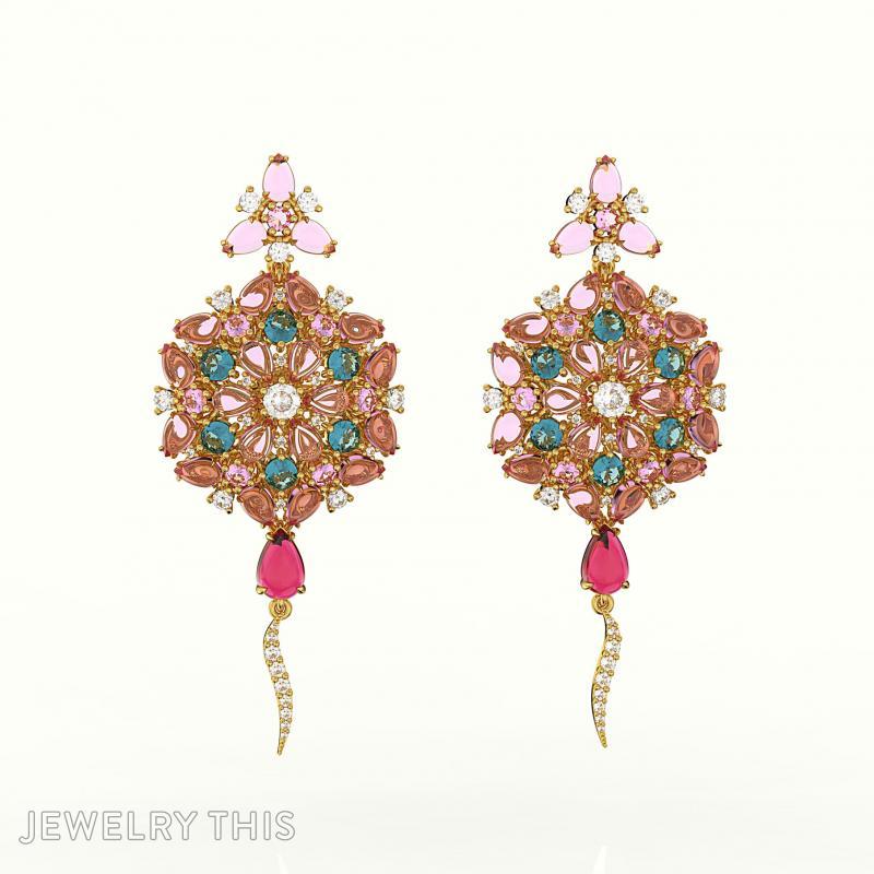 Jewelry Design Earring Fusion Flowers Full Jewelrythis Earring Fusion Flowers Full Jewelry Cad Model