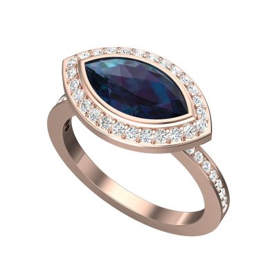 Engagement ring with Alexandrite