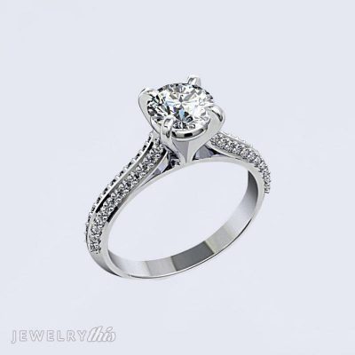 example of an engagement ring with a cathedral band