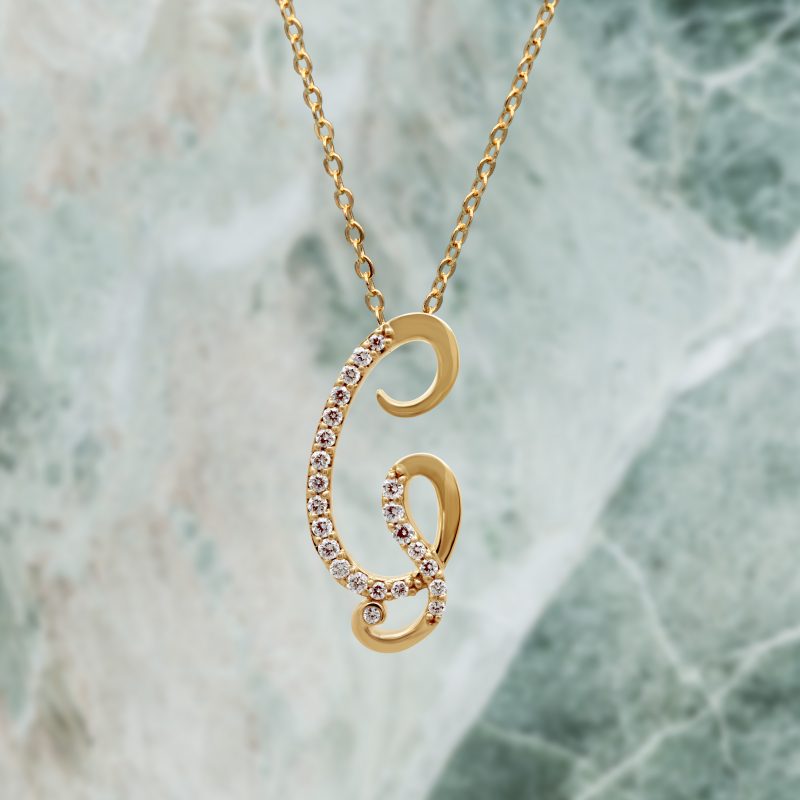 C Letter Pendant Set with Diamonds