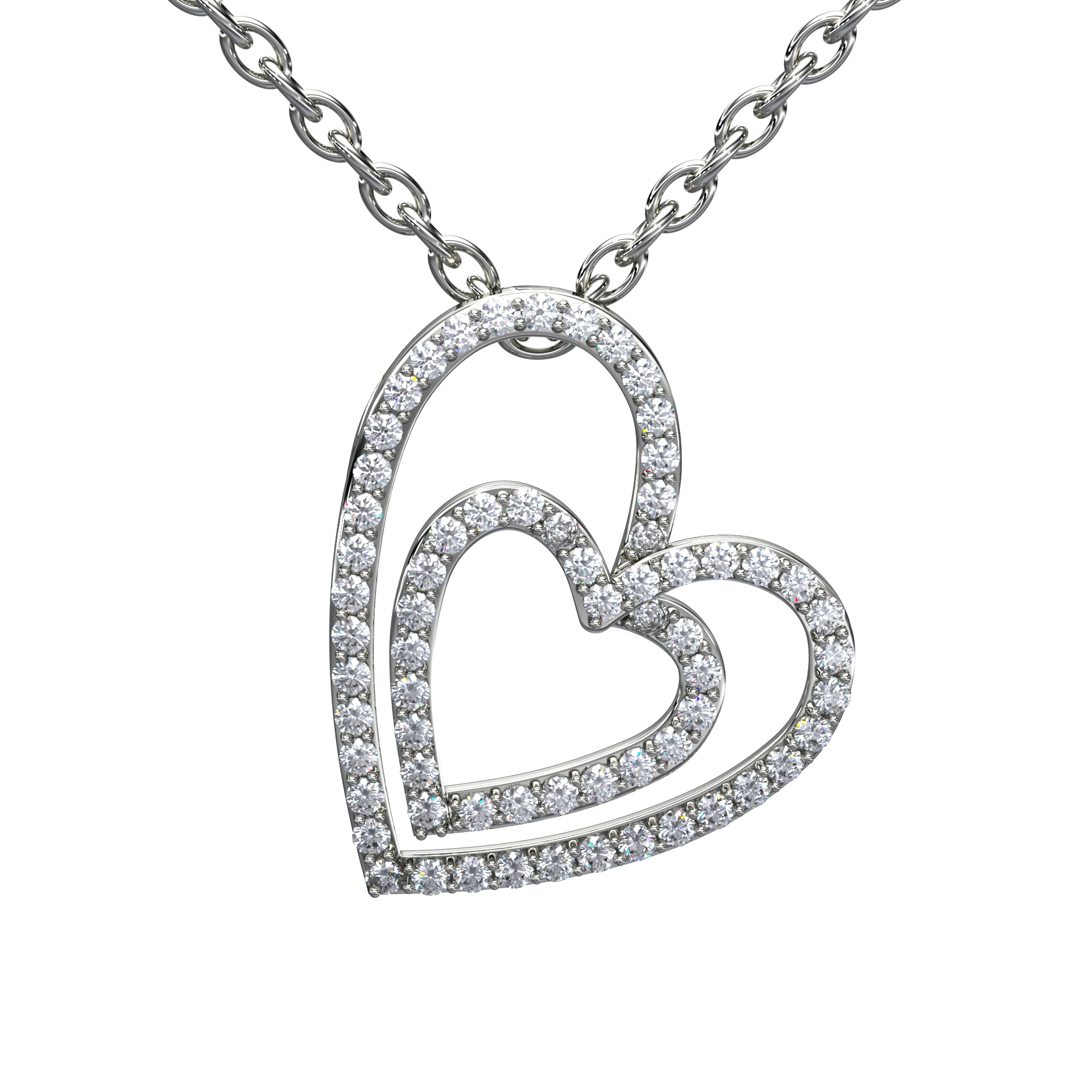Double Heart Diamond Pendant » Custom Jewelry by Jewelrythis